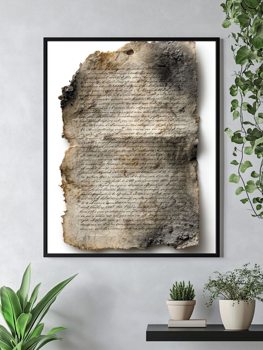 Burnt Manuscript Texture Print. — room view 4