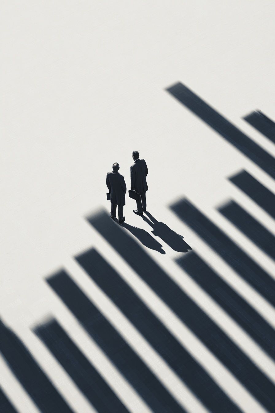 Businessmen in Shadows — Minimalist Print. poster — minimalist art
