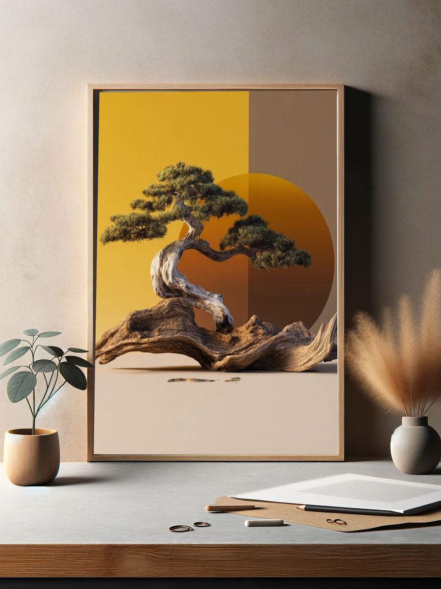 Bonsai Driftwood Minimalist Print. — room view 2