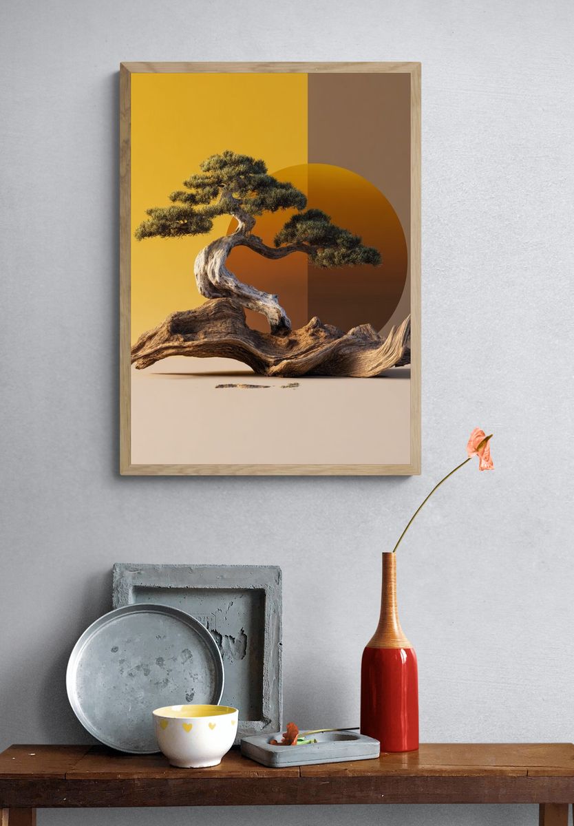 Bonsai Driftwood Minimalist Print. — room view 3