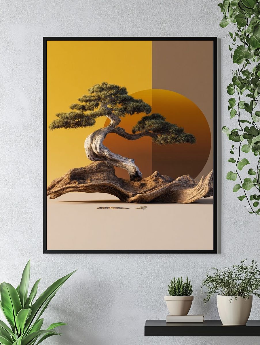 Bonsai Driftwood Minimalist Print. — room view 4