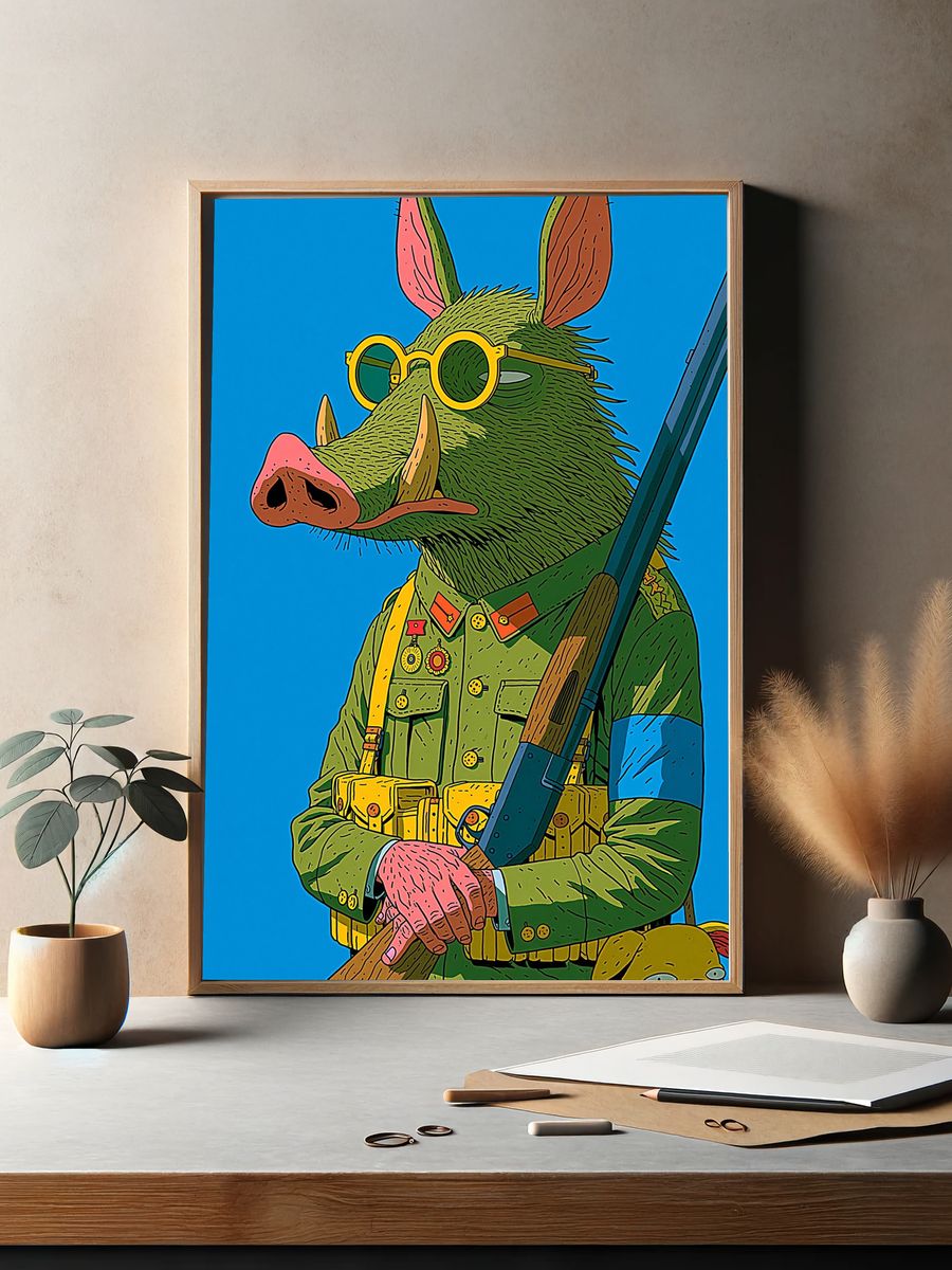 Boar Soldier Digital Art Print. — room view 2