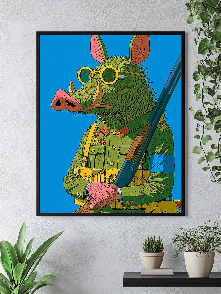 Boar Soldier Digital Art Print. — room view 4