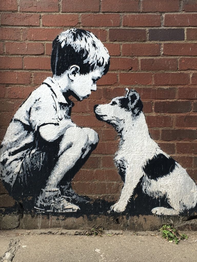 Boy and Dog — Street Art Print. poster detail