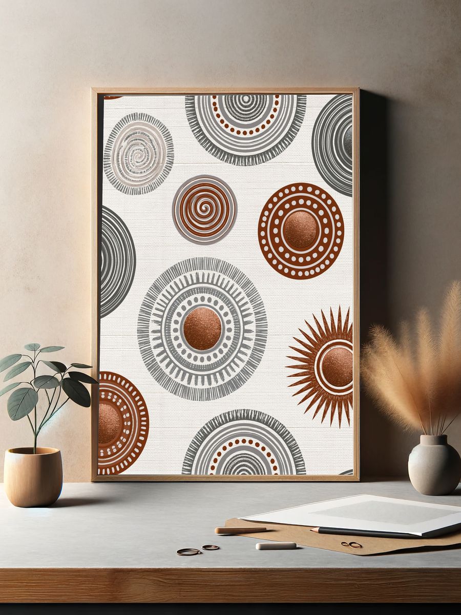 Boho Circle Pattern Print. — room view 2