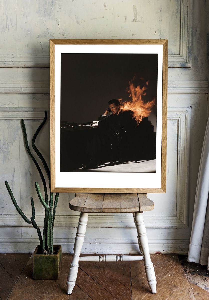 Burning Office Portrait Poster. room preview