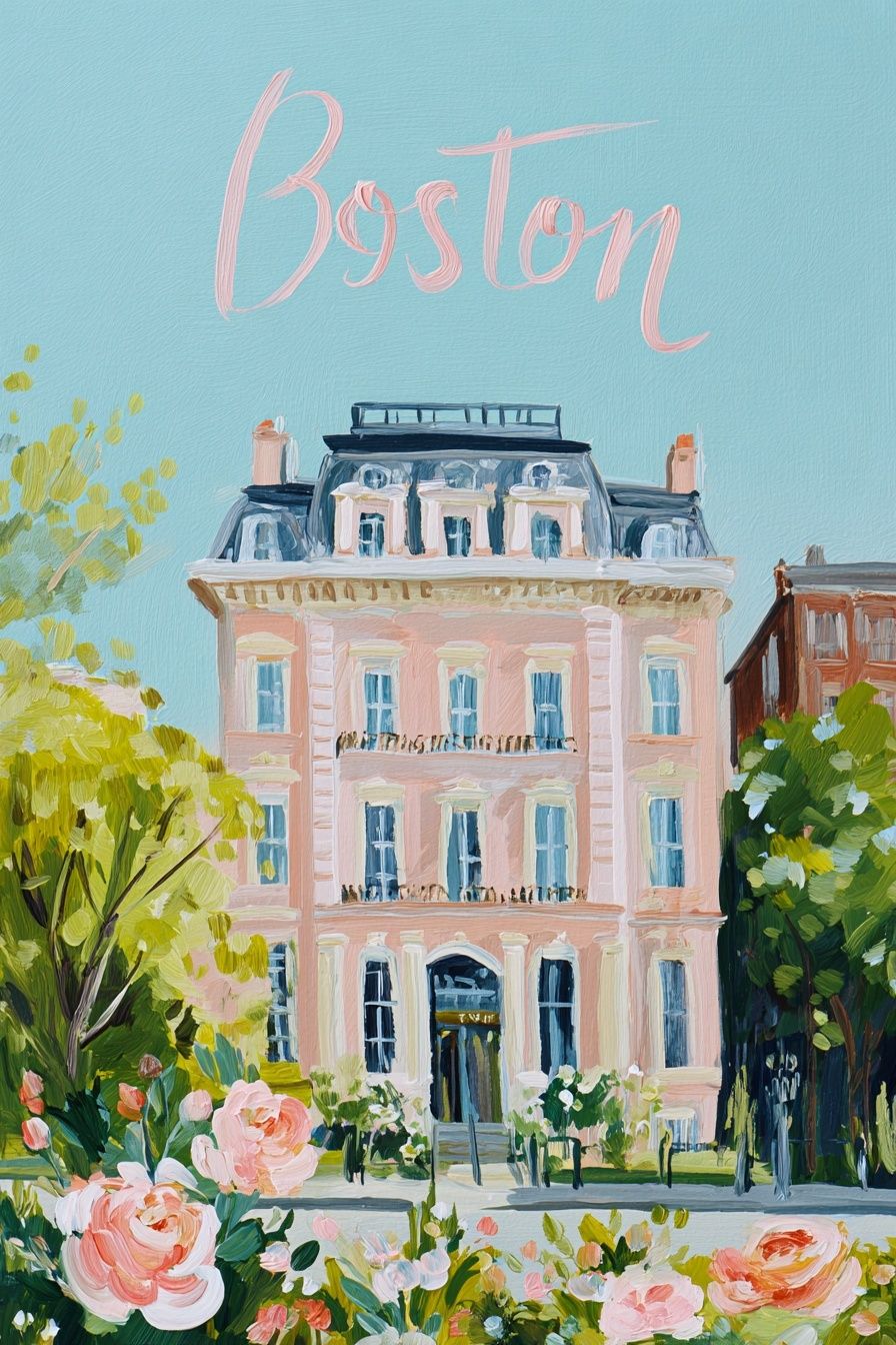 Boston Cityscape Illustration Poster. poster — illustration art