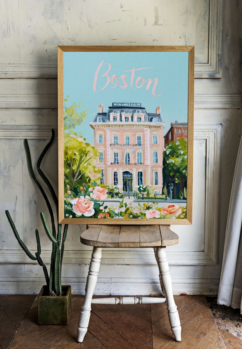 Boston Cityscape Illustration Poster. — room view 1