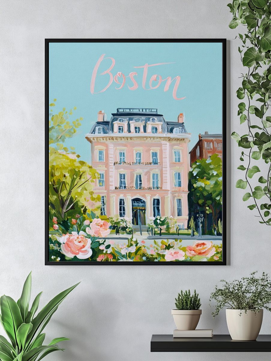 Boston Cityscape Illustration Poster. — room view 4