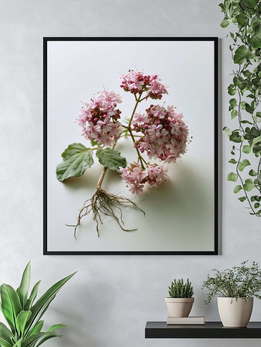 Pink Geranium Botanical Print. — room view 4