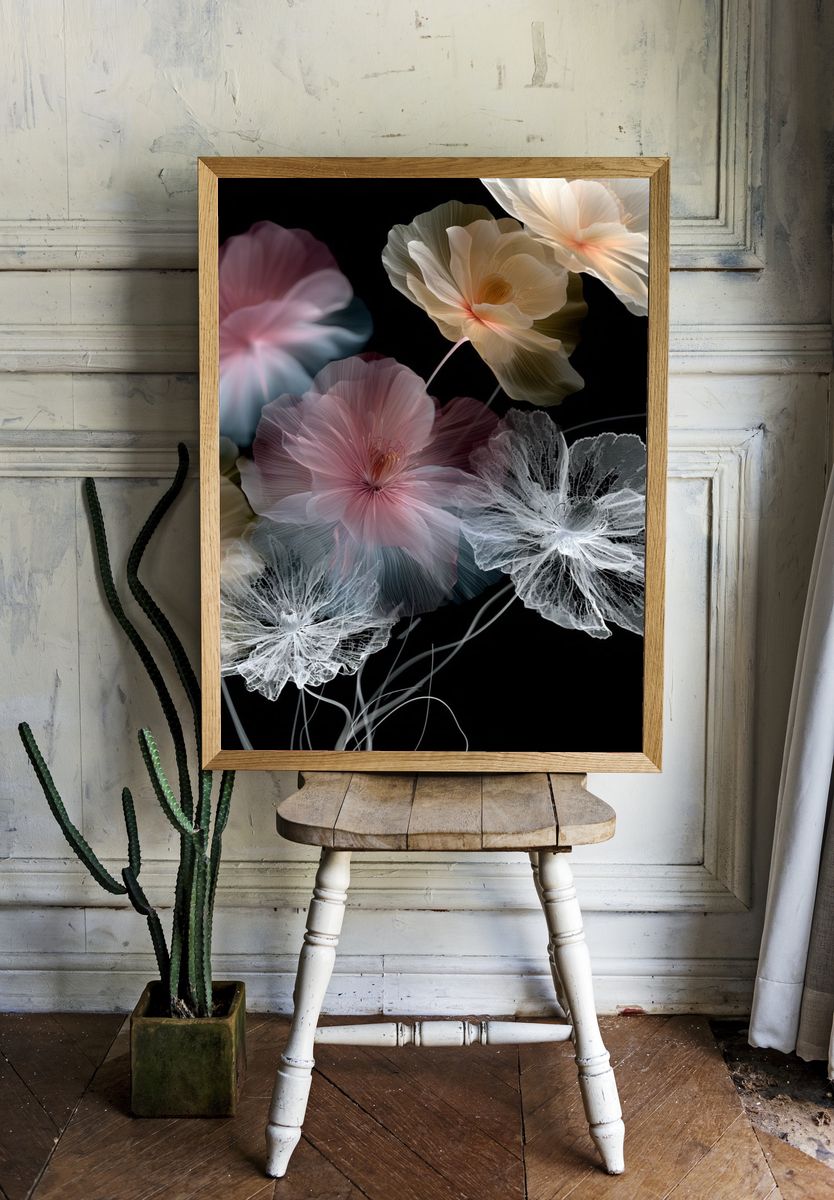 Ethereal Floral Bloom Print. room preview