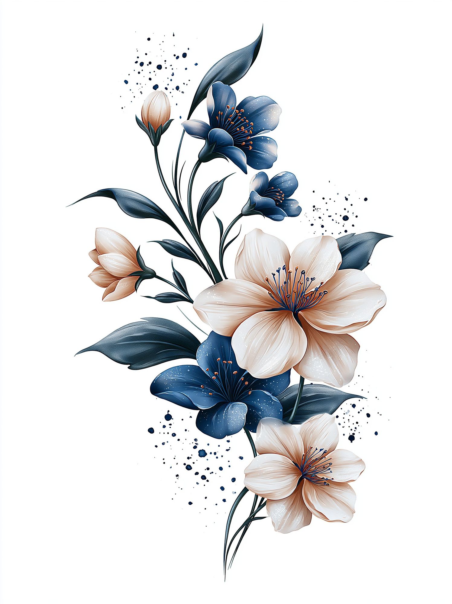 Blue Floral Botanical Poster. poster detail
