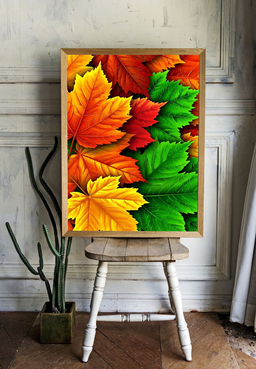 Autumn Maple Leaves Botanical Print. room preview