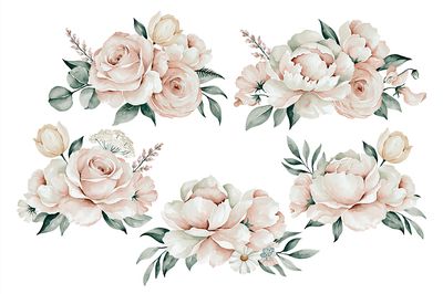 Blush Floral Bouquet Watercolor Print.
