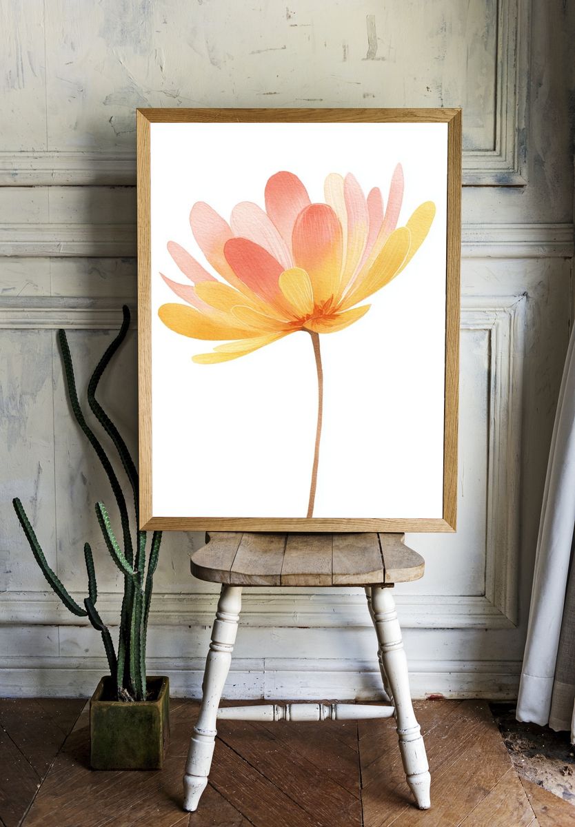 Soft Petal Bloom Watercolor Print. — room view 1