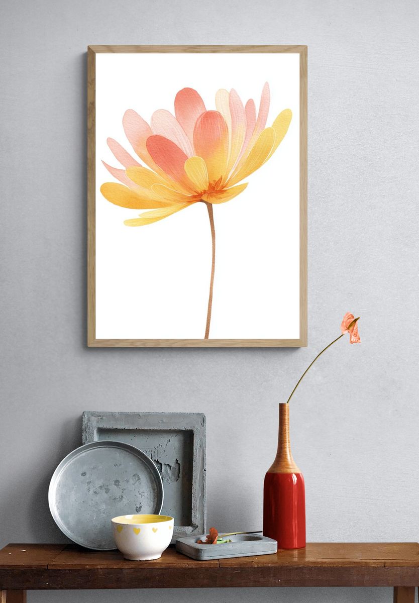 Soft Petal Bloom Watercolor Print. — room view 3