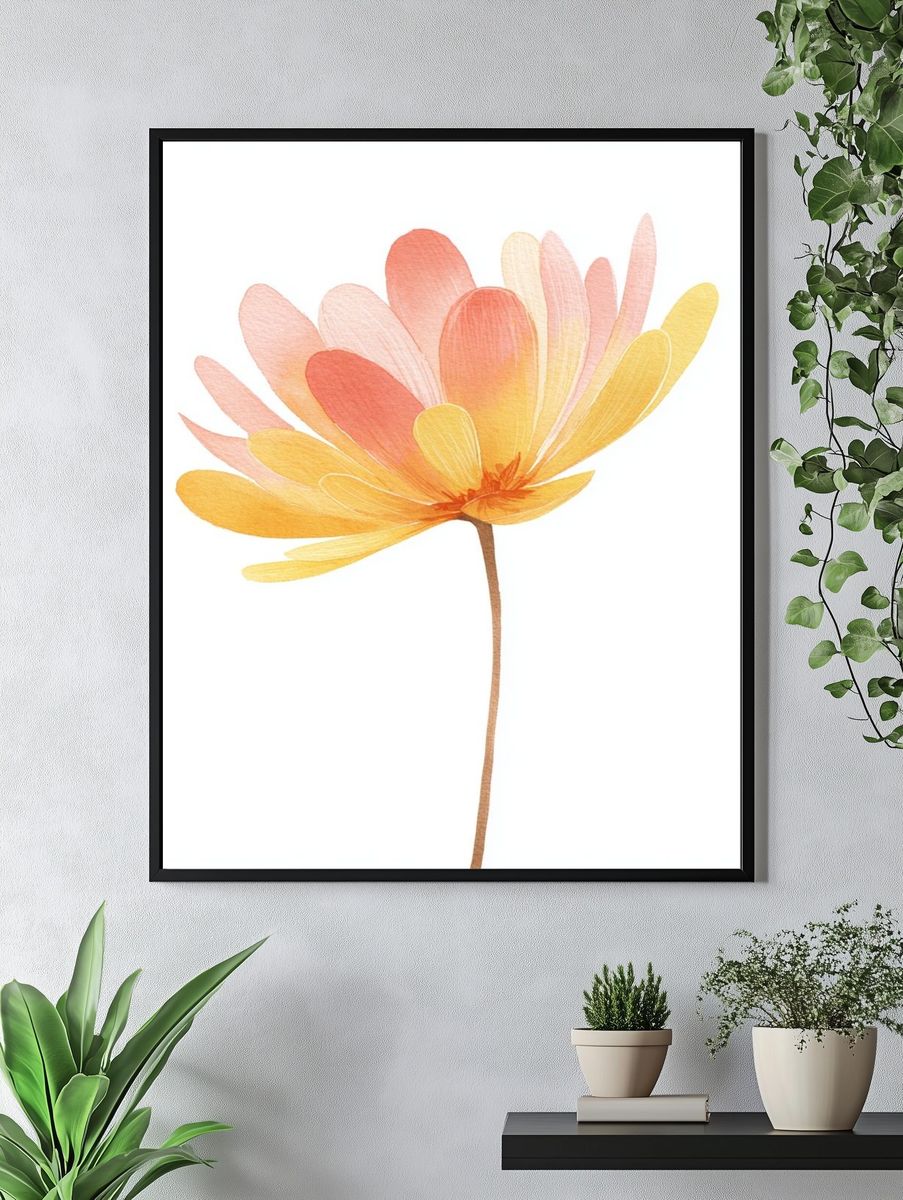 Soft Petal Bloom Watercolor Print. — room view 4