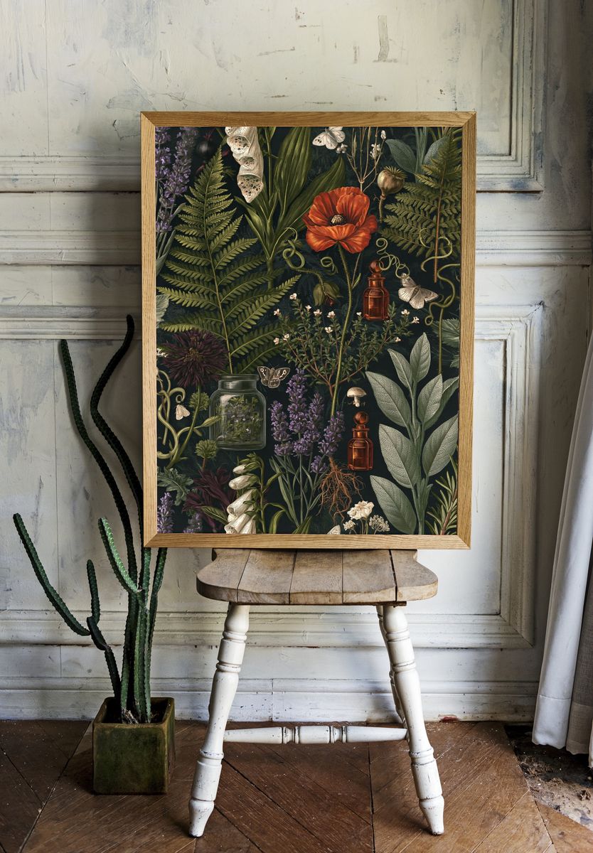 Botanical Apothecary Garden Poster. room preview