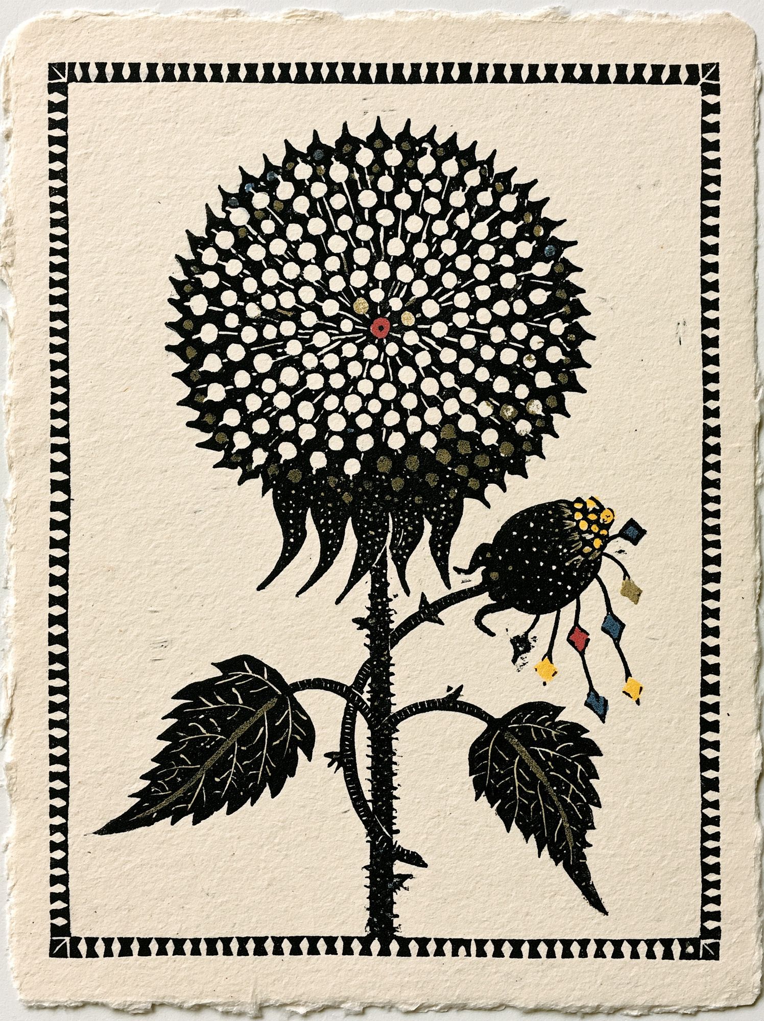 Sunflower Folk Art Print. poster — botanical art