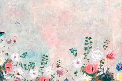Pink floral wall textured background. poster