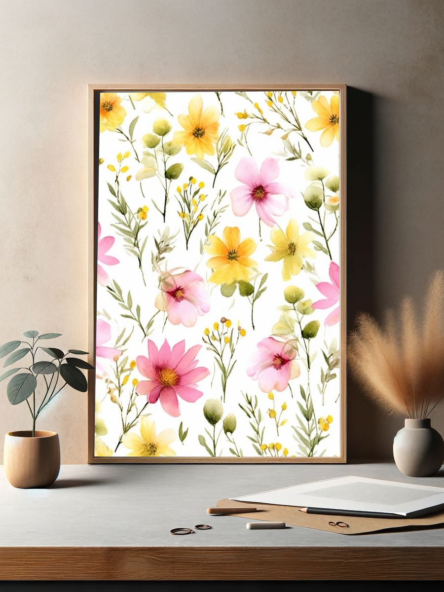 Wildflower Meadow Watercolor Print. — room view 2