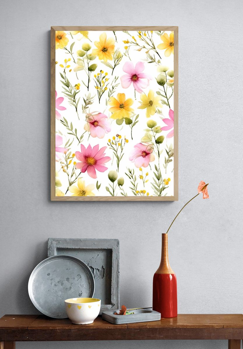 Wildflower Meadow Watercolor Print. — room view 3