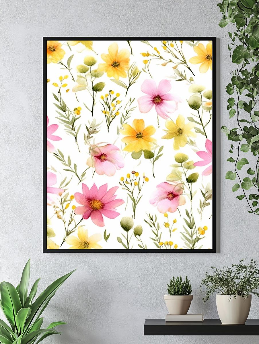 Wildflower Meadow Watercolor Print. — room view 4