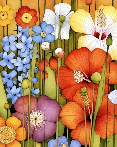Wildflower Garden Watercolor Poster. poster — botanical art