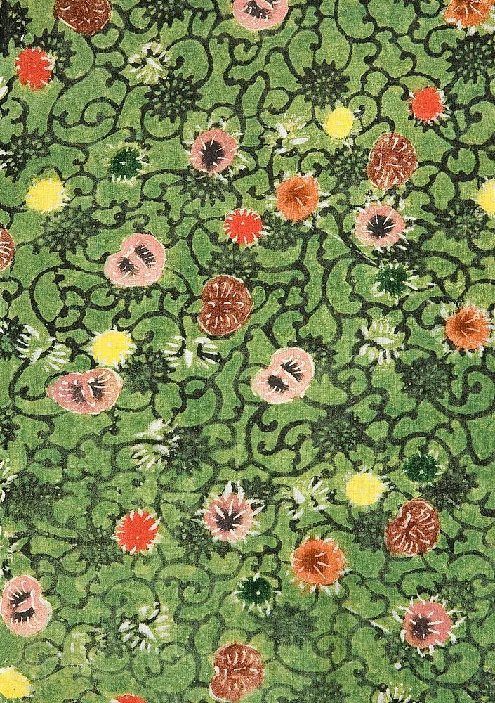 Bingata blossom flower fabric pattern. poster detail