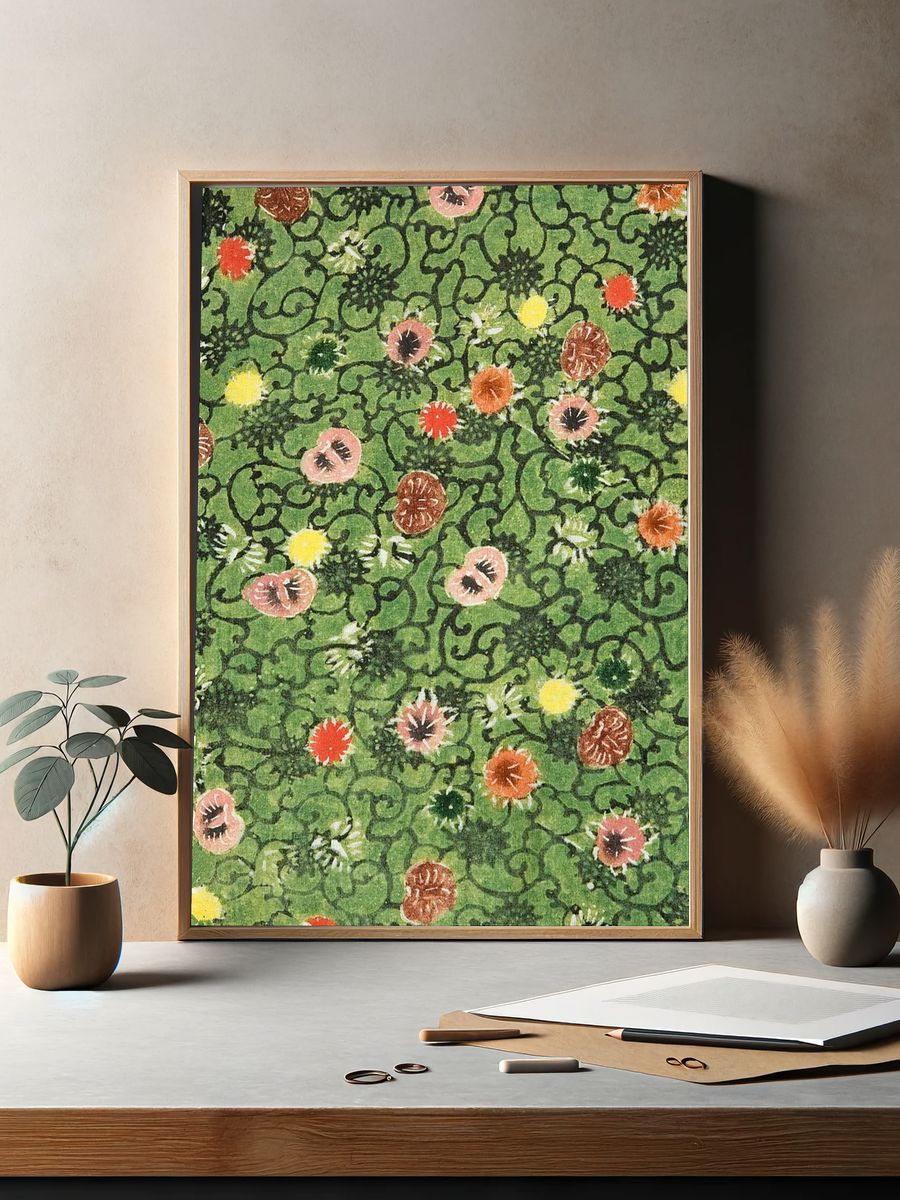 Bingata blossom flower fabric pattern. — room view 2