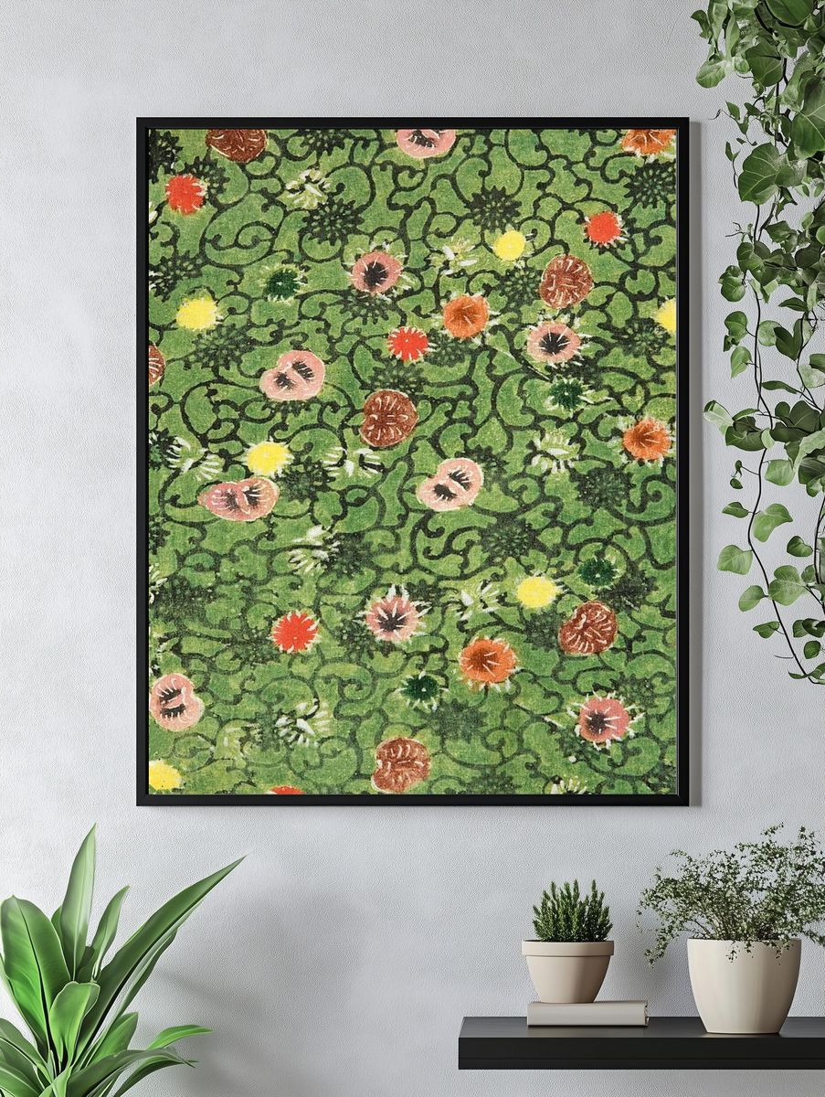 Bingata blossom flower fabric pattern. — room view 4