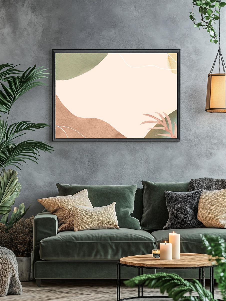 Pink Memphis watercolor leaves background. — room view 4