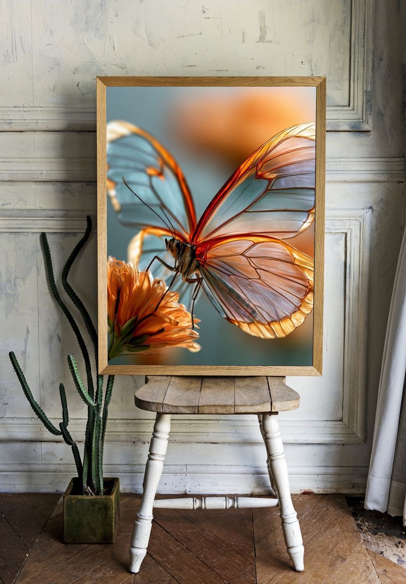Translucent Butterfly Botanical Print. — room view 1