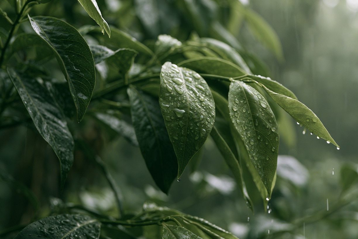 Rain-Kissed Green Leaves Poster. poster detail