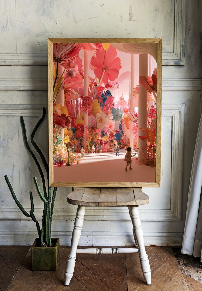 Dreamy Floral Garden Print. room preview