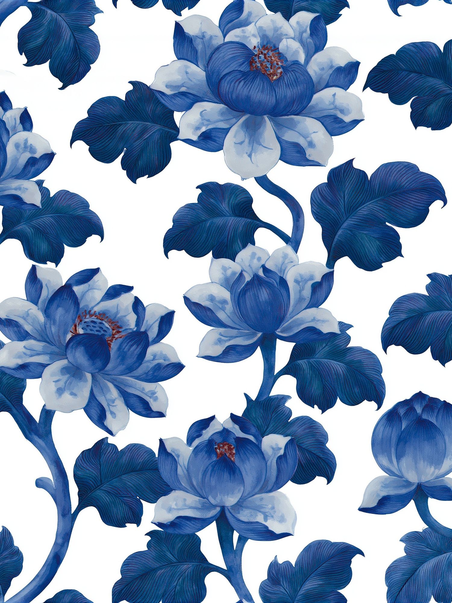 Blue Floral Botanical Print. poster detail