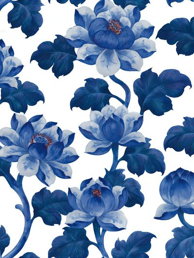 Blue Floral Botanical Print. poster