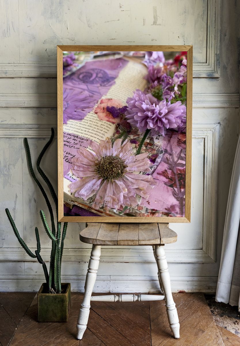 Pressed Purple Flowers Botanical Print. — room view 1