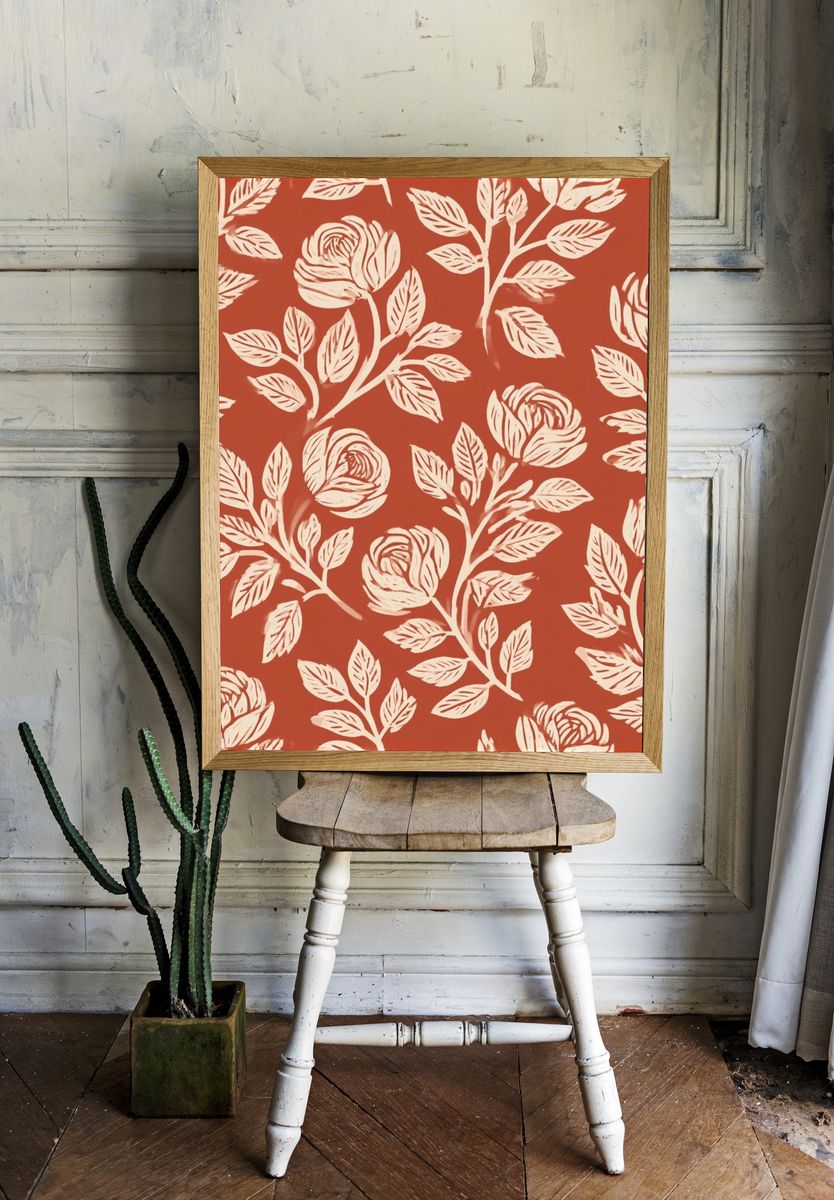 Floral Vine Pattern Print. room preview