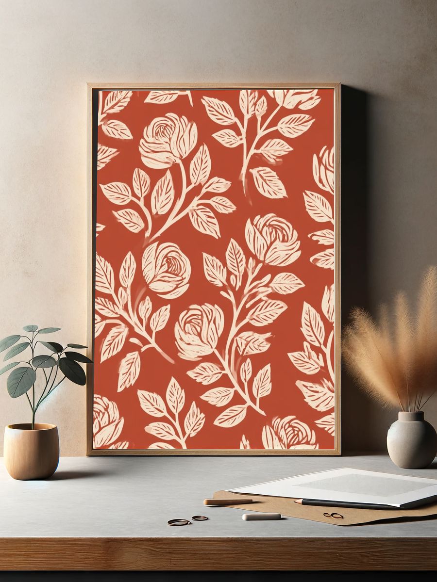 Floral Vine Pattern Print. — room view 2