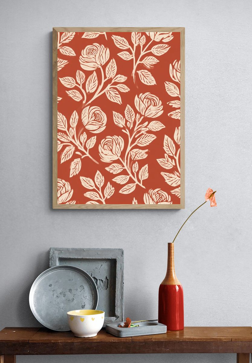 Floral Vine Pattern Print. — room view 3