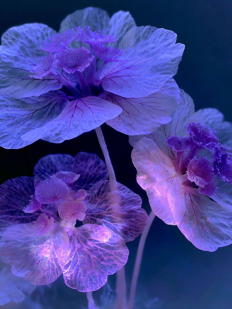 Glowing Purple Flowers Botanical Print. poster — botanical art