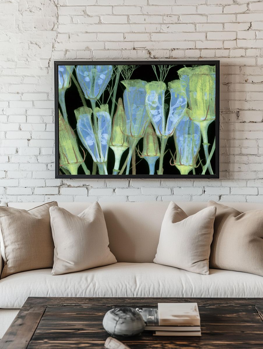 Blue Bellflower Botanical Print. — room view 1