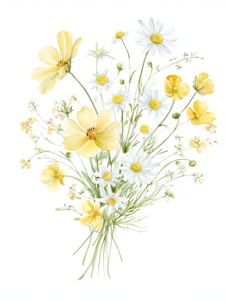 Wildflower Bouquet Watercolor Print. poster — botanical art