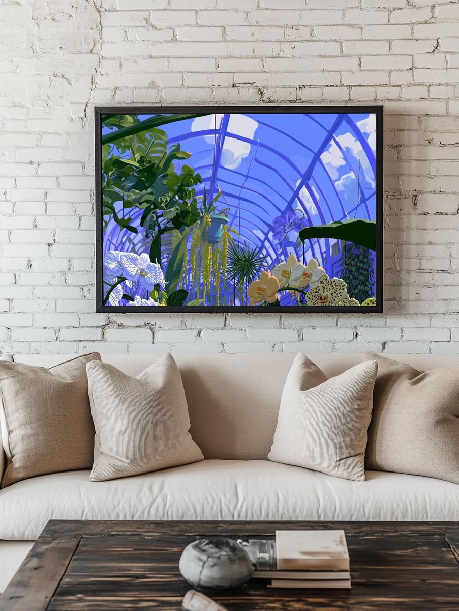 Tropical Greenhouse Illustration Poster. — room view 1