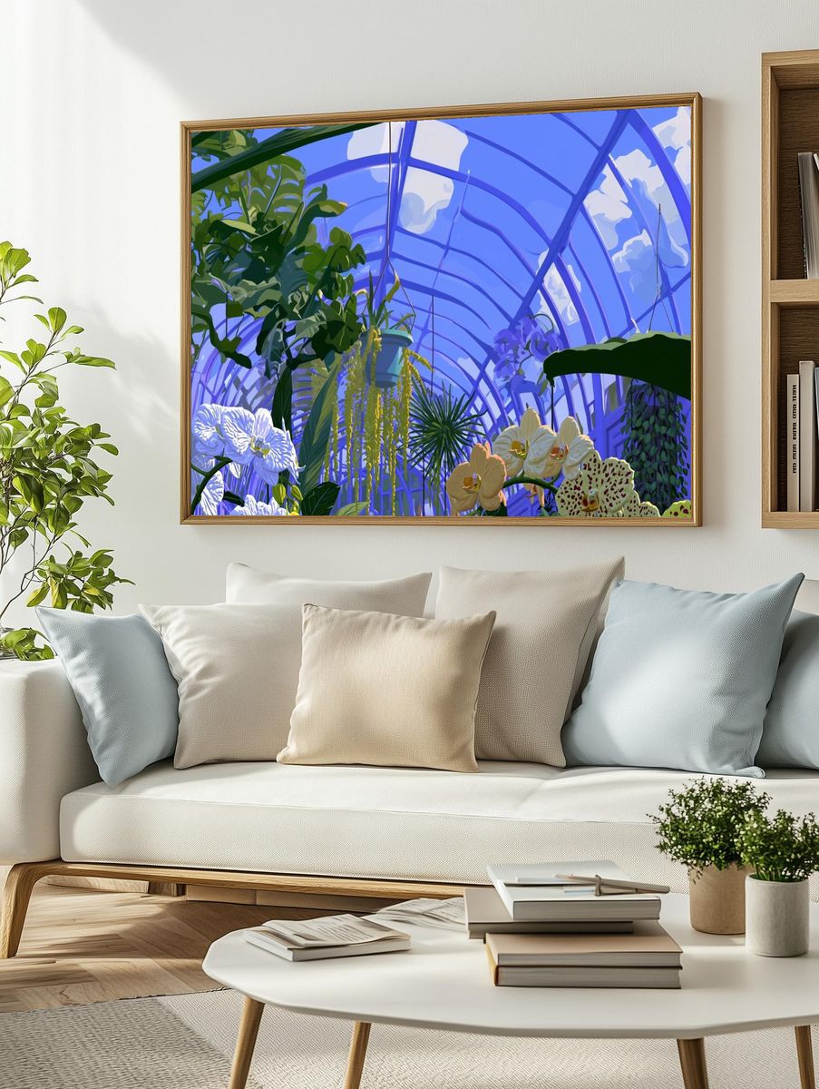 Tropical Greenhouse Illustration Poster. — room view 2