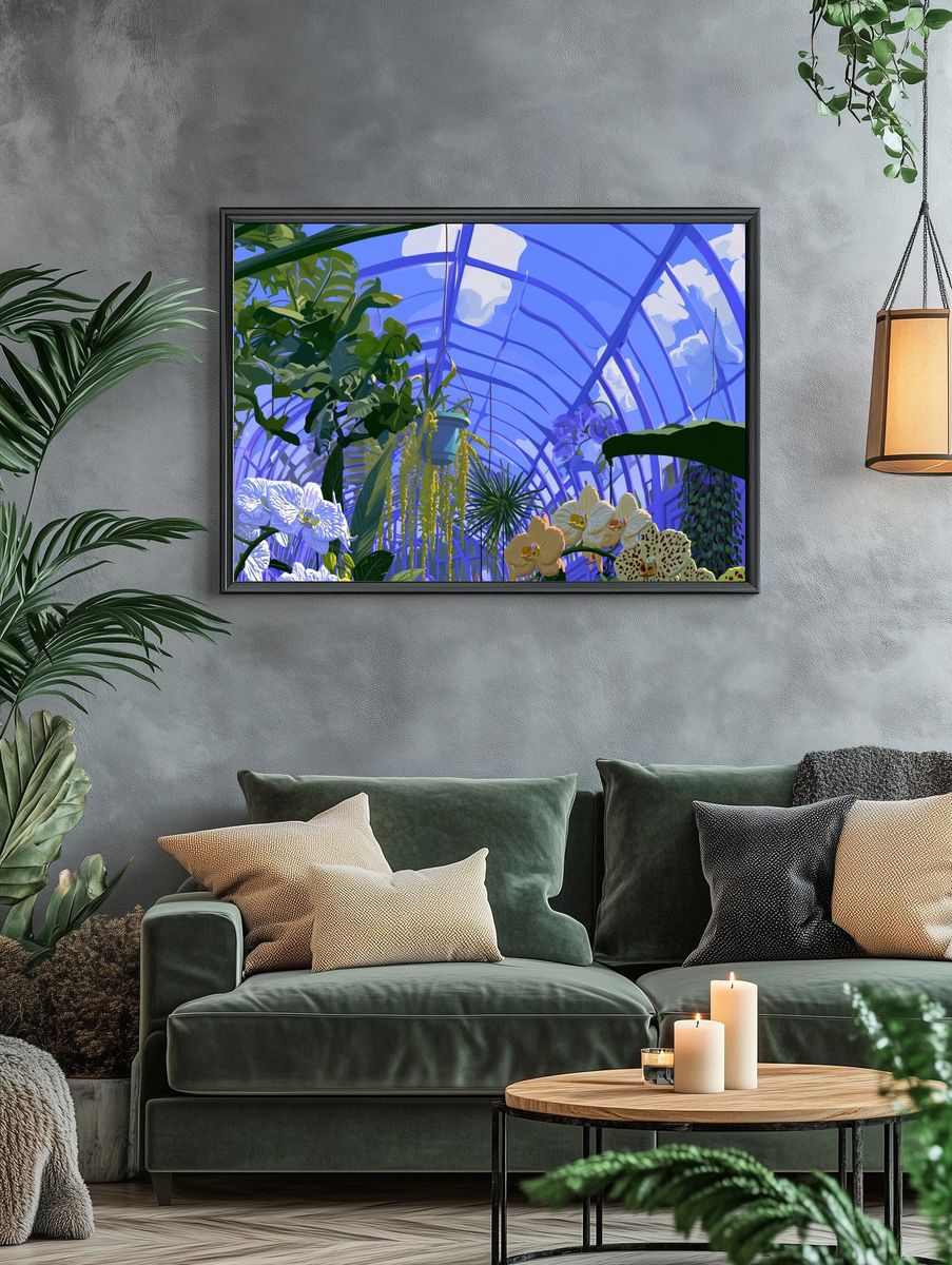 Tropical Greenhouse Illustration Poster. — room view 4