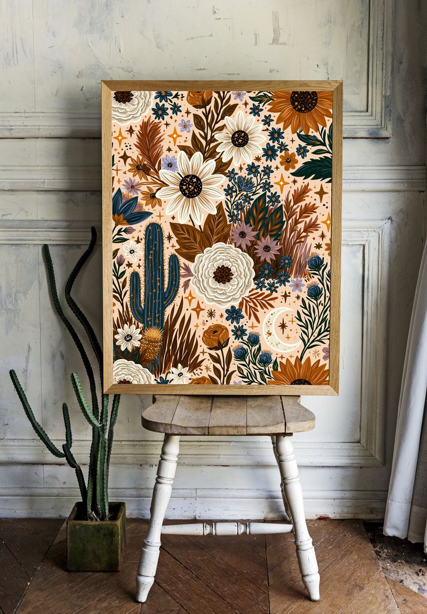 Desert Wildflower Botanical Print. room preview