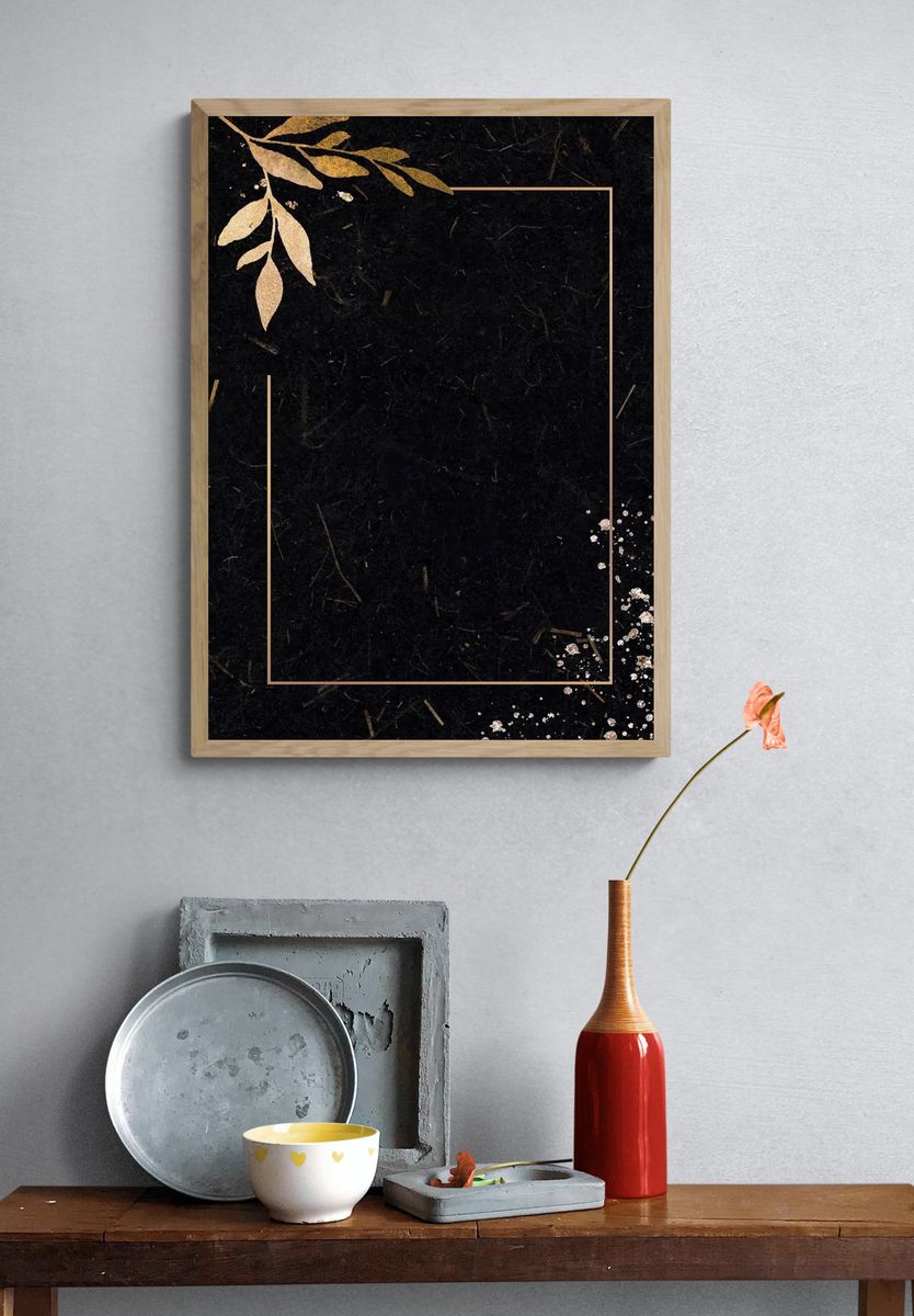 Christmas golden rectangle frame black. — room view 3