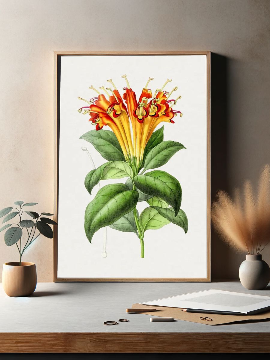 Hand drawn honeysuckle flower. Original. — room view 2